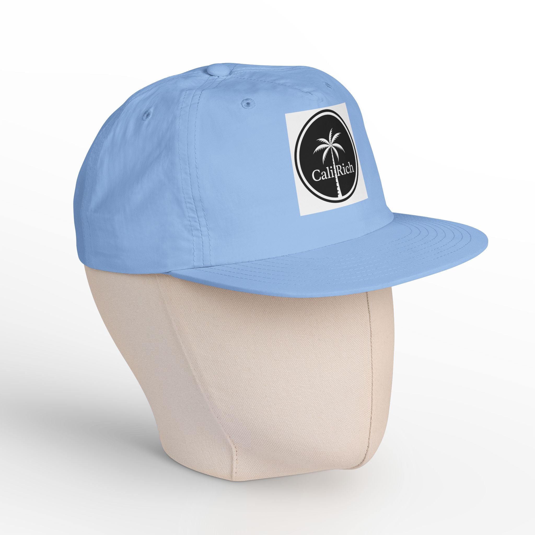 CaliRich Palm Logo Surf Cap — White Snapback Beach Hat
