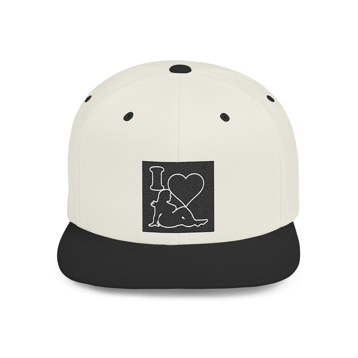 Snapback Hat — 'I  Ski' Retro Patch Flat Bill Cap