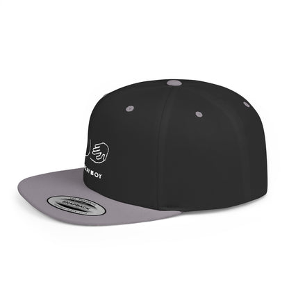 Flat Bill Snapback Hat — Minimal Handshake Logo Embroidered Cap