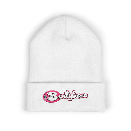 Embroidered 'Boojtious' Cuffed Beanie — Cute Pink Logo Winter Hat