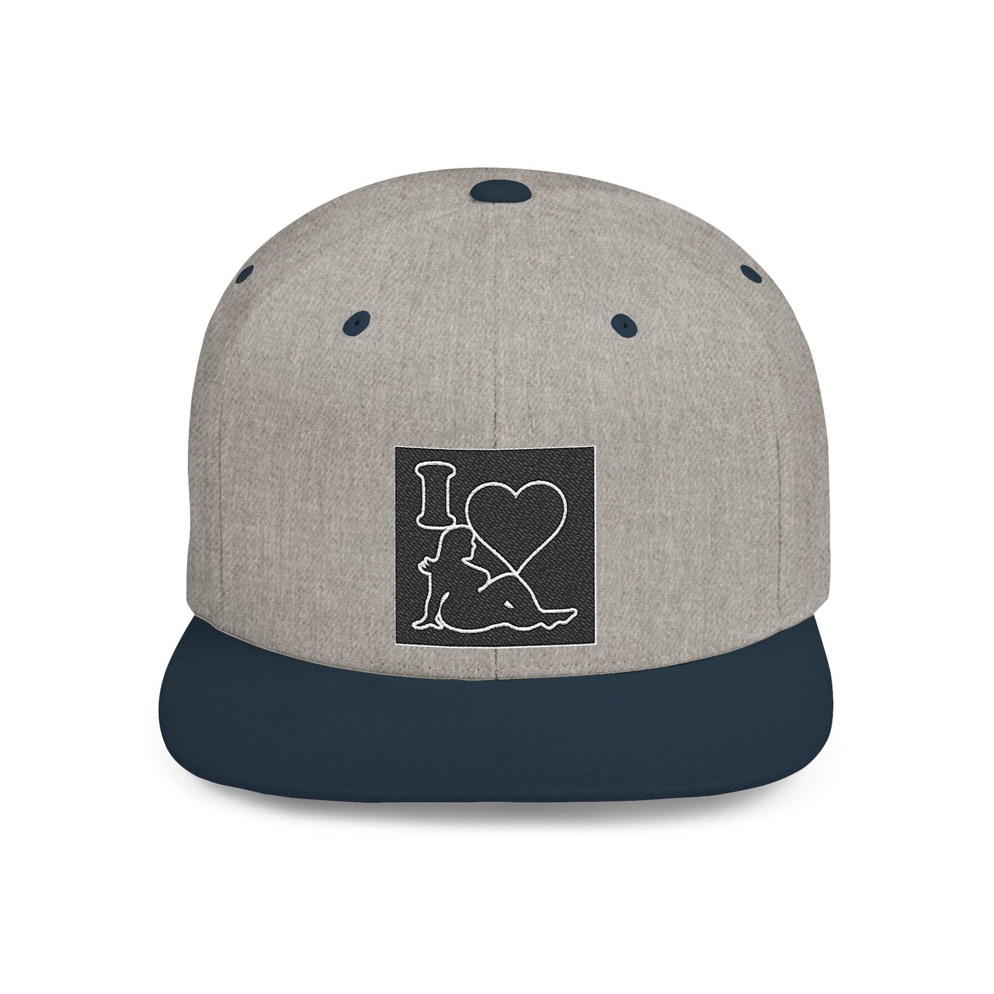 Snapback Hat — 'I  Ski' Retro Patch Flat Bill Cap
