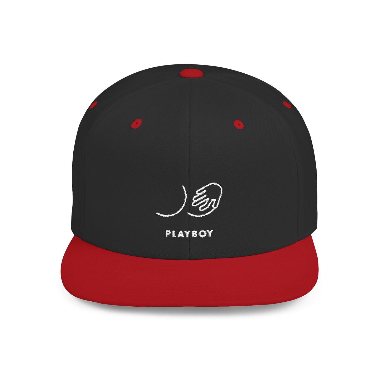 Flat Bill Snapback Hat — Minimal Handshake Logo Embroidered Cap