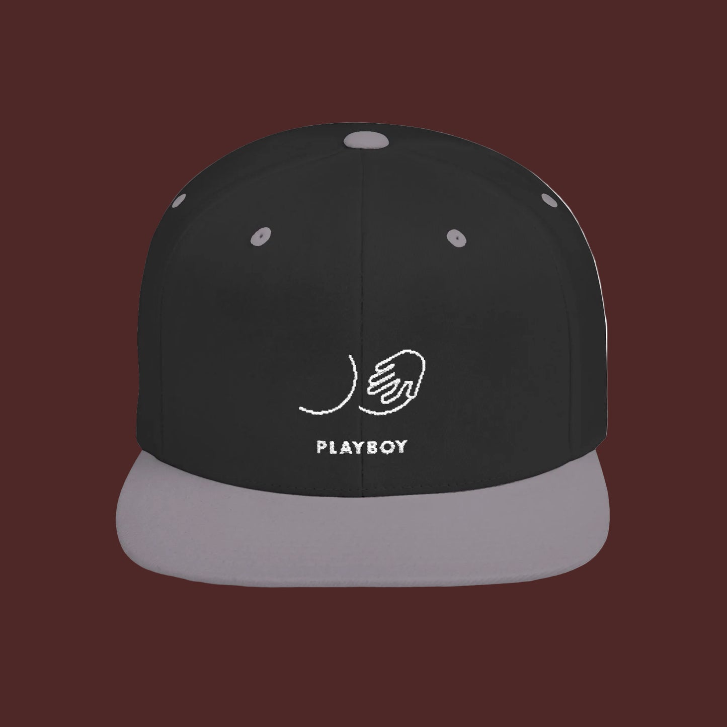 Flat Bill Snapback Hat — Minimal Handshake Logo Embroidered Cap