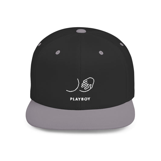 Flat Bill Snapback Hat — Minimal Handshake Logo Embroidered Cap