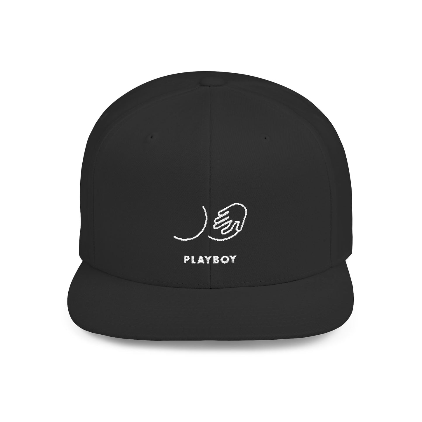 Flat Bill Snapback Hat — Minimal Handshake Logo Embroidered Cap