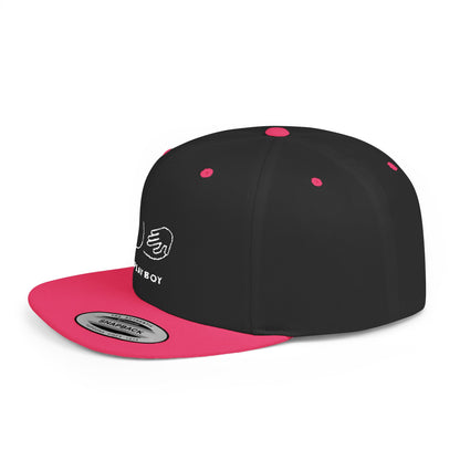 Flat Bill Snapback Hat — Minimal Handshake Logo Embroidered Cap