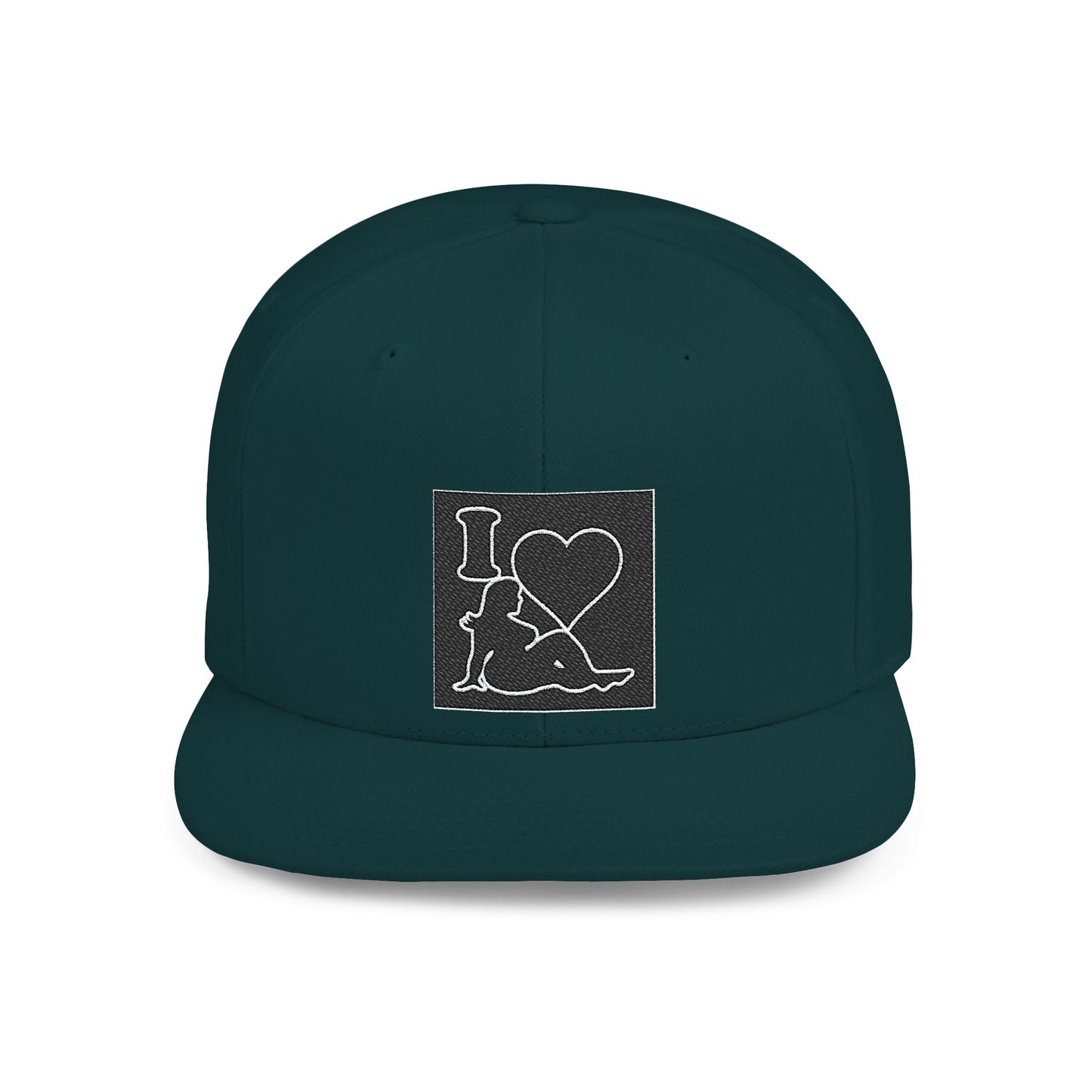Snapback Hat — 'I  Ski' Retro Patch Flat Bill Cap