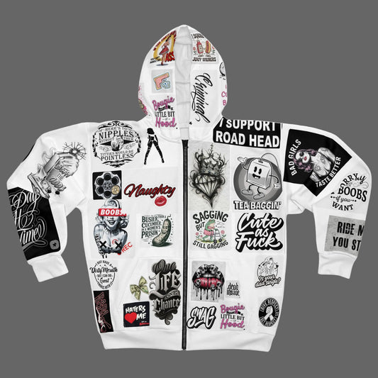 Naughty Girl Zip-Up Hoodie — Bold Graphic Zip Hoodie