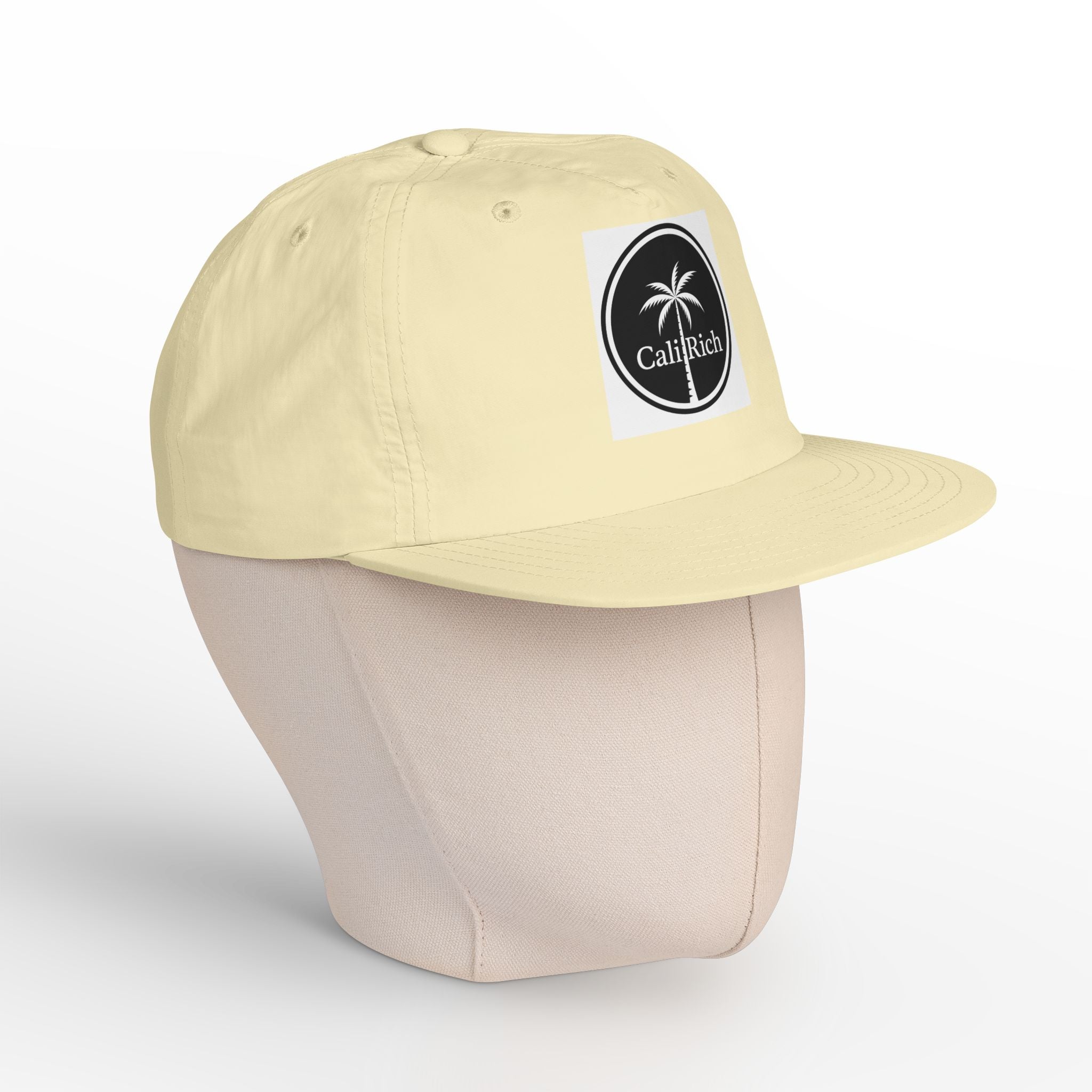 CaliRich Palm Logo Surf Cap — White Snapback Beach Hat
