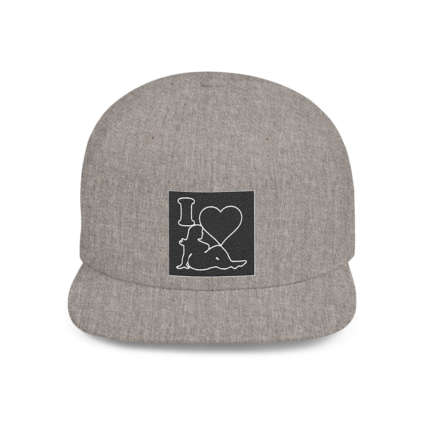 Snapback Hat — 'I  Ski' Retro Patch Flat Bill Cap