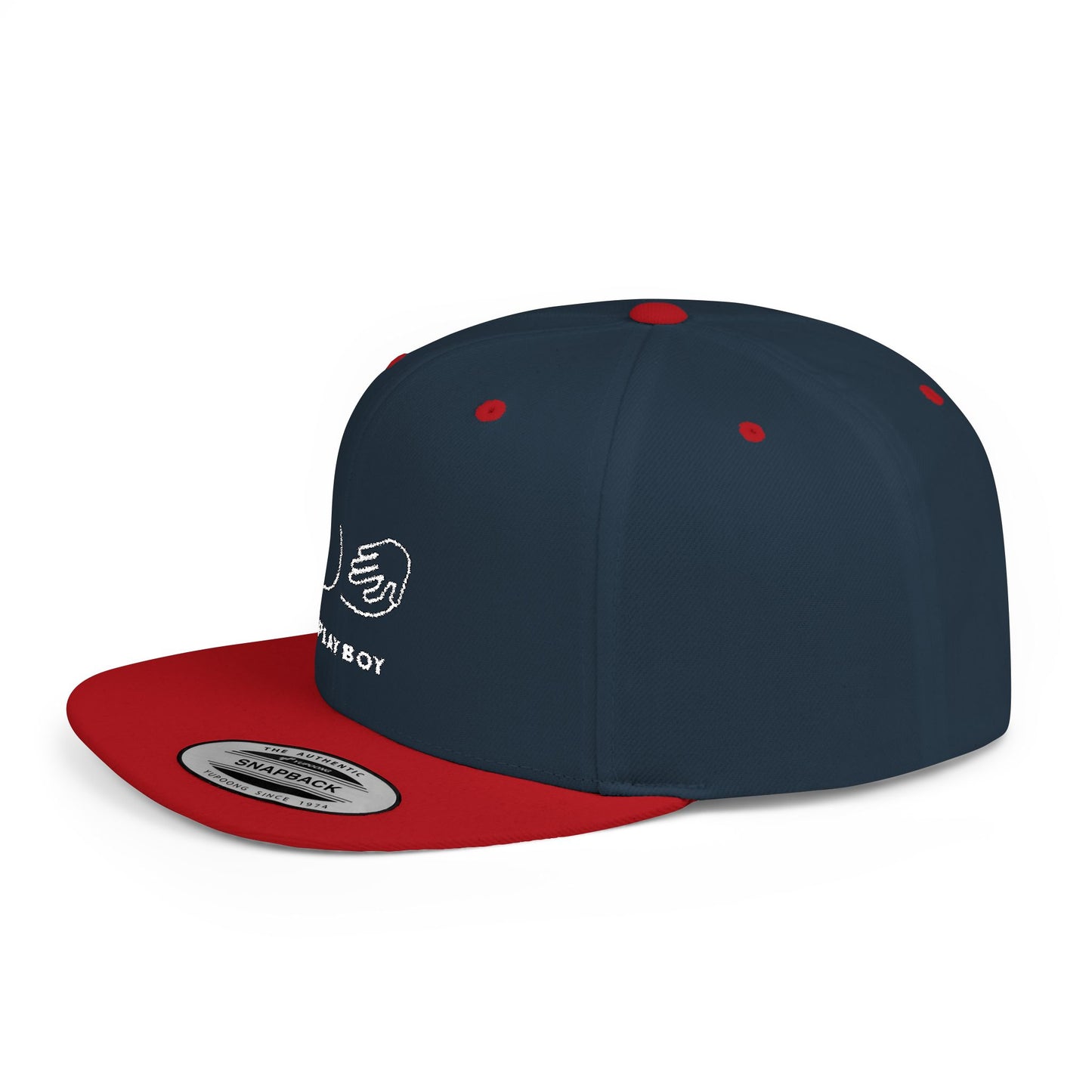 Flat Bill Snapback Hat — Minimal Handshake Logo Embroidered Cap