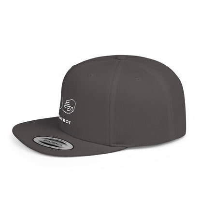 Flat Bill Snapback Hat — Minimal Handshake Logo Embroidered Cap