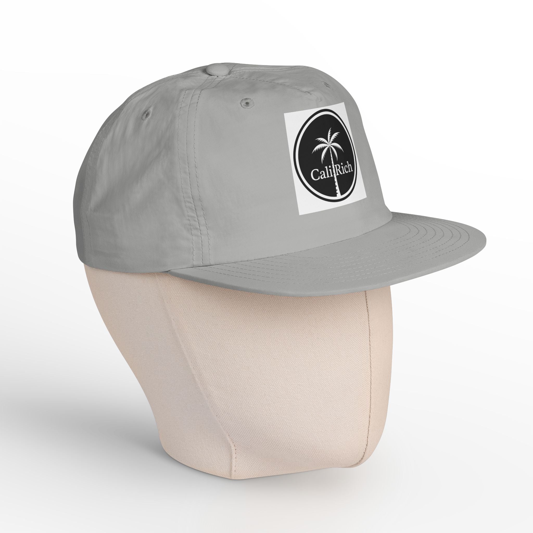 CaliRich Palm Logo Surf Cap — White Snapback Beach Hat