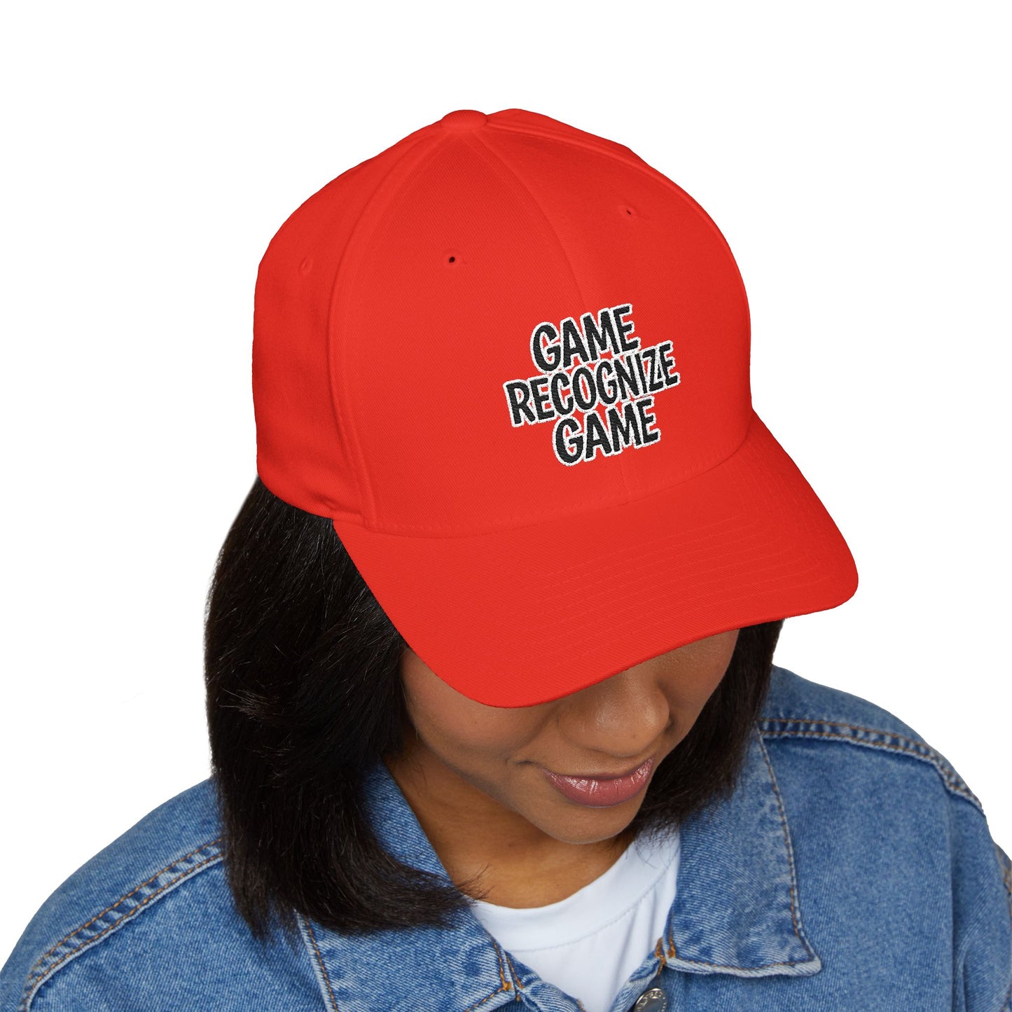 Embroidered 'Game Recognize Game' Cap — Structured Closed-Back Baseball Hat