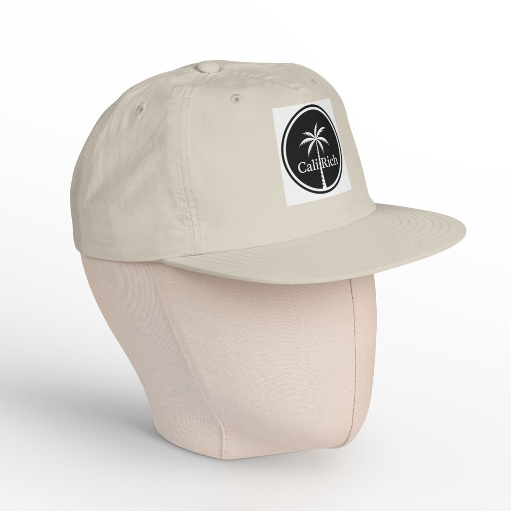 CaliRich Palm Logo Surf Cap — White Snapback Beach Hat