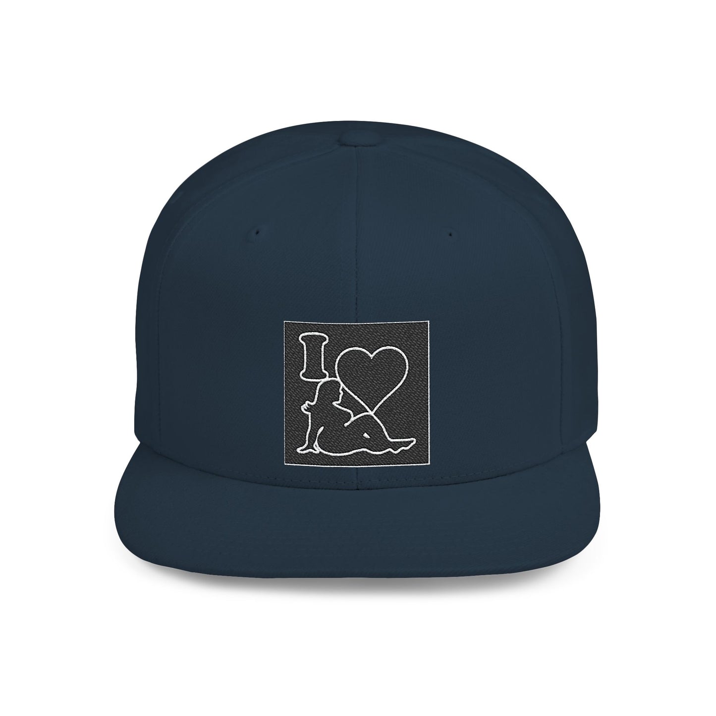 Snapback Hat — 'I  Ski' Retro Patch Flat Bill Cap