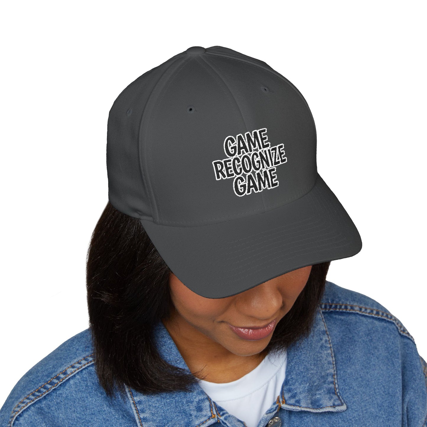 Embroidered 'Game Recognize Game' Cap — Structured Closed-Back Baseball Hat