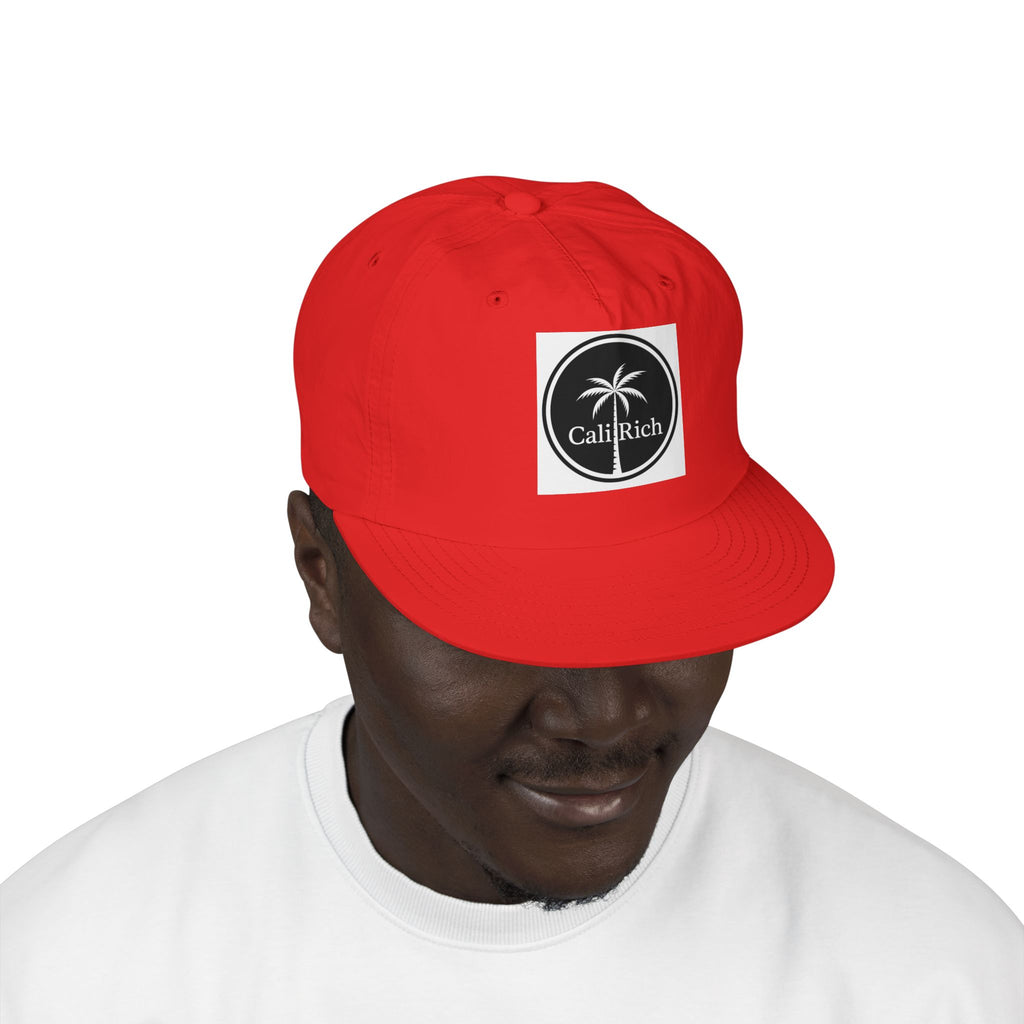 CaliRich Palm Logo Surf Cap — White Snapback Beach Hat