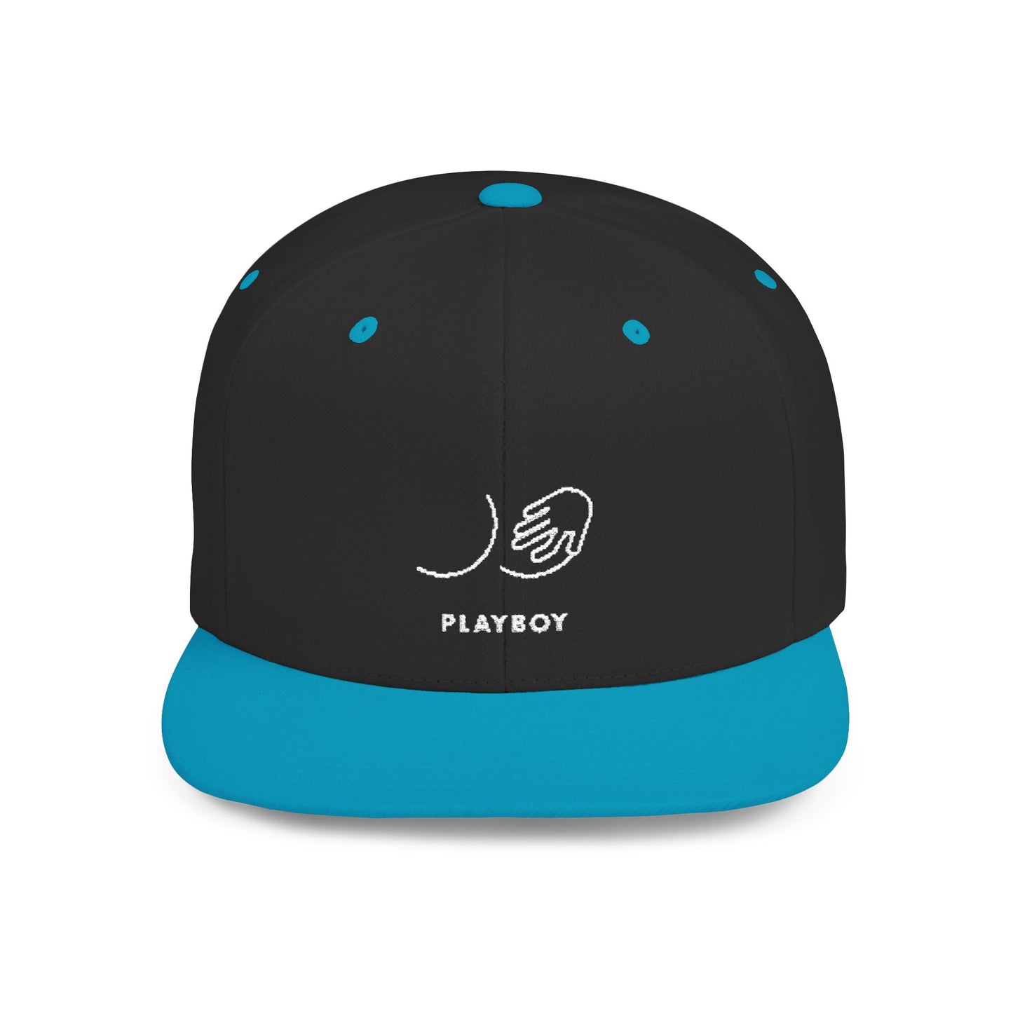 Flat Bill Snapback Hat — Minimal Handshake Logo Embroidered Cap