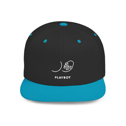 Flat Bill Snapback Hat — Minimal Handshake Logo Embroidered Cap