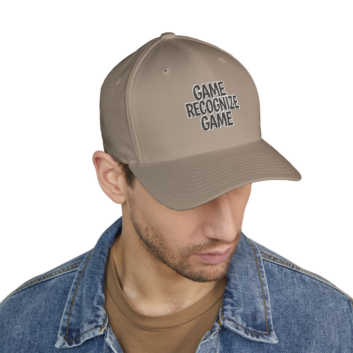 Embroidered 'Game Recognize Game' Cap — Structured Closed-Back Baseball Hat