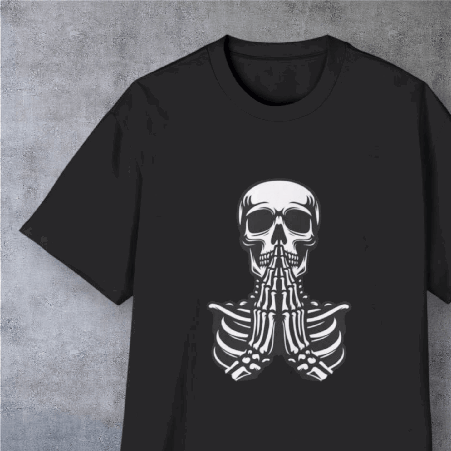 Skull Prayer Graphic Tee — Oversized Men’s Skull Front & Back Shirt