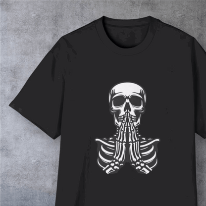 Skull Prayer Graphic Tee — Oversized Men’s Skull Front & Back Shirt