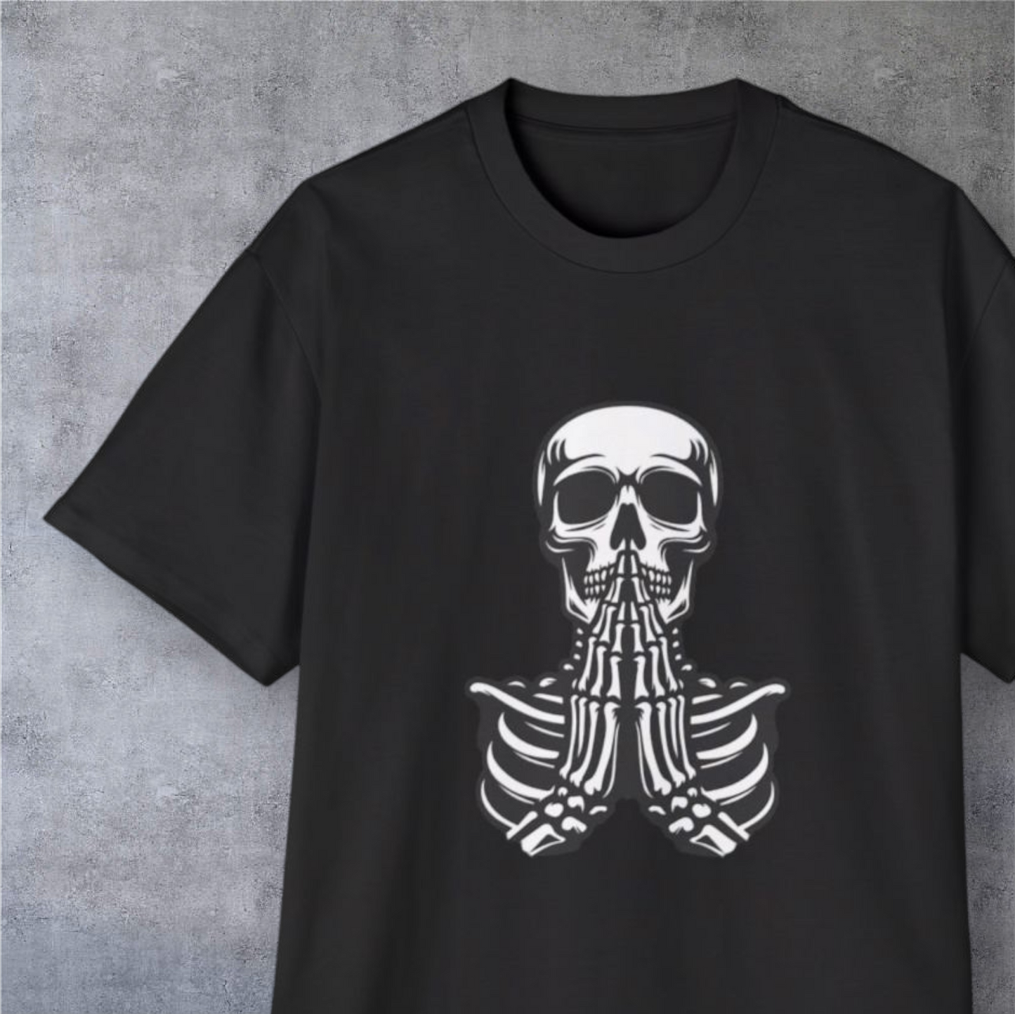 Skull Prayer Graphic Tee — Oversized Men’s Skull Front & Back Shirt