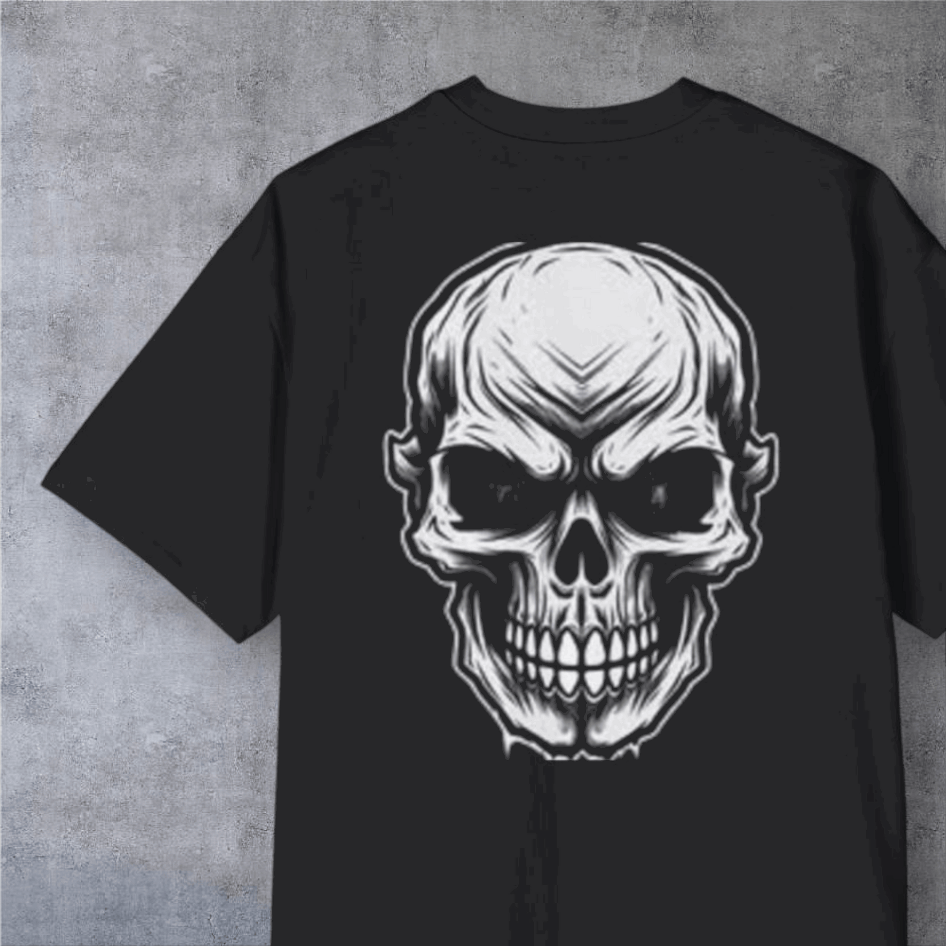 Skull Prayer Graphic Tee — Oversized Men’s Skull Front & Back Shirt