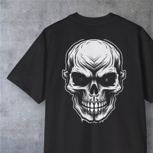 Skull Prayer Graphic Tee — Oversized Men’s Skull Front & Back Shirt