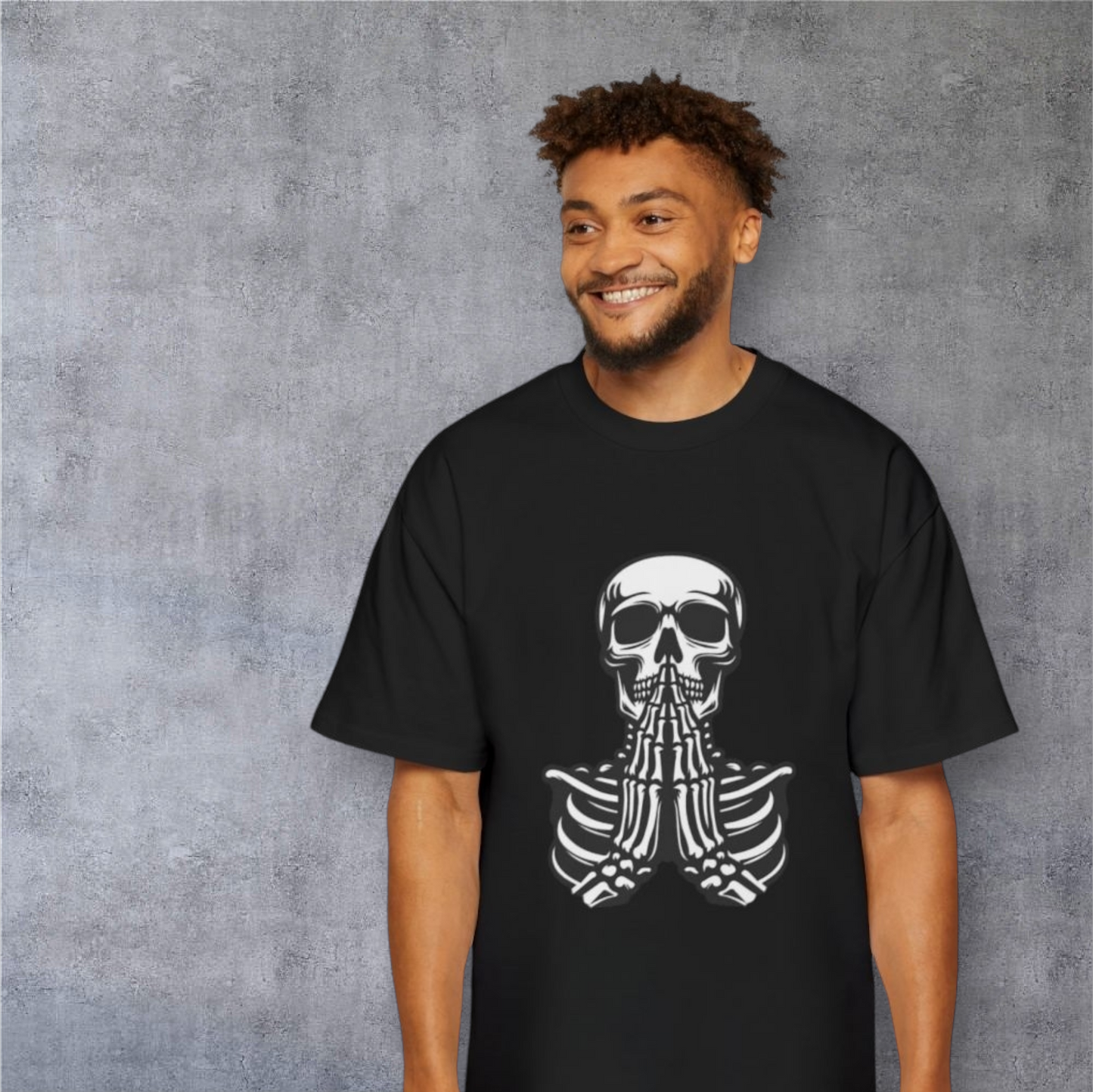Skull Prayer Graphic Tee — Oversized Men’s Skull Front & Back Shirt