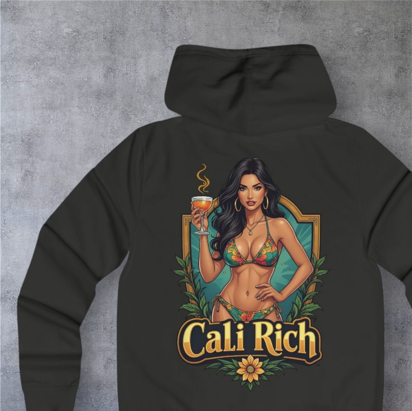 Cali Rich Girlie College Hoodie — Vintage East Bay Graphic Pullover