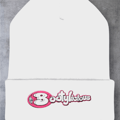 Embroidered 'Boojtious' Cuffed Beanie — Cute Pink Logo Winter Hat