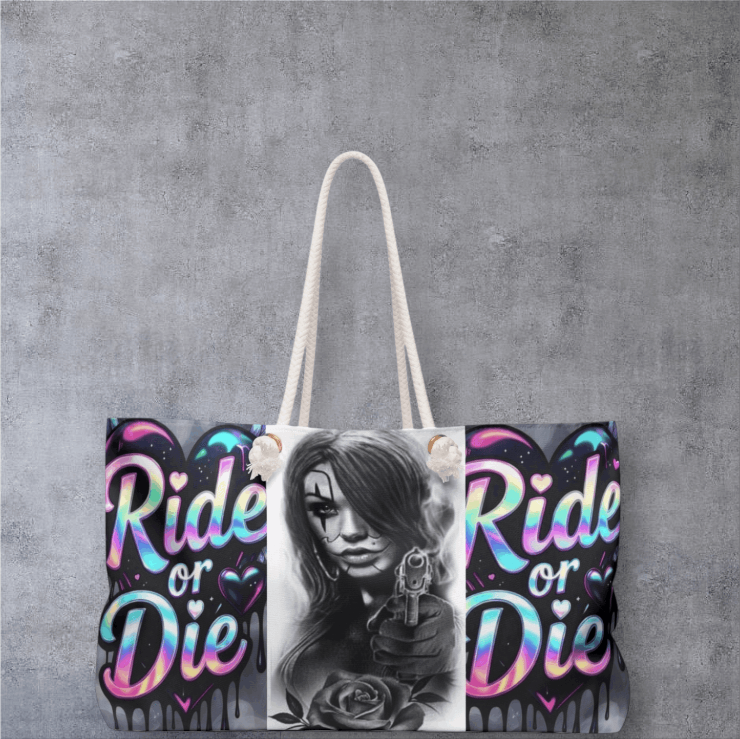Ride or Die Weekender Bag — Gothic Pinup Travel Tote