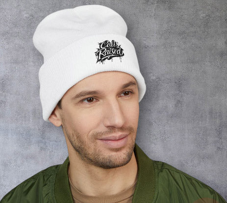 Classic Cuffed Beanie — Embroidered "Cult Raised" Street Style Winter Hat