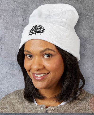 Classic Cuffed Beanie — Embroidered "Cult Raised" Street Style Winter Hat