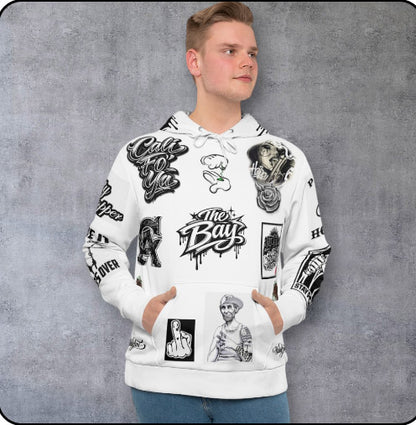 Graphic Hoodie — All-Over-Print Streetwear with Stoner & Cali Patch Designs