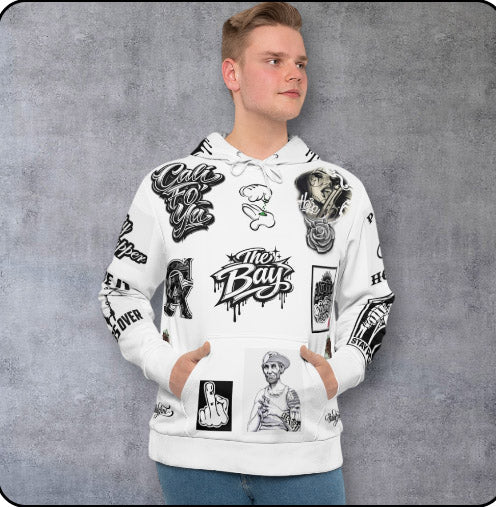 Graphic Hoodie — All-Over-Print Streetwear with Stoner & Cali Patch Designs