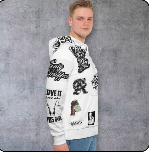 Graphic Hoodie — All-Over-Print Streetwear with Stoner & Cali Patch Designs