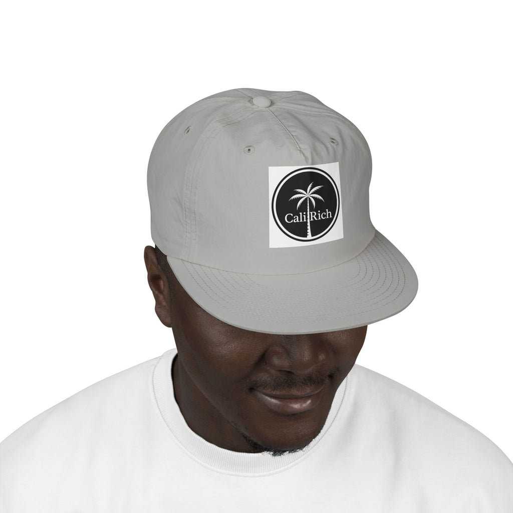 CaliRich Palm Logo Surf Cap — White Snapback Beach Hat