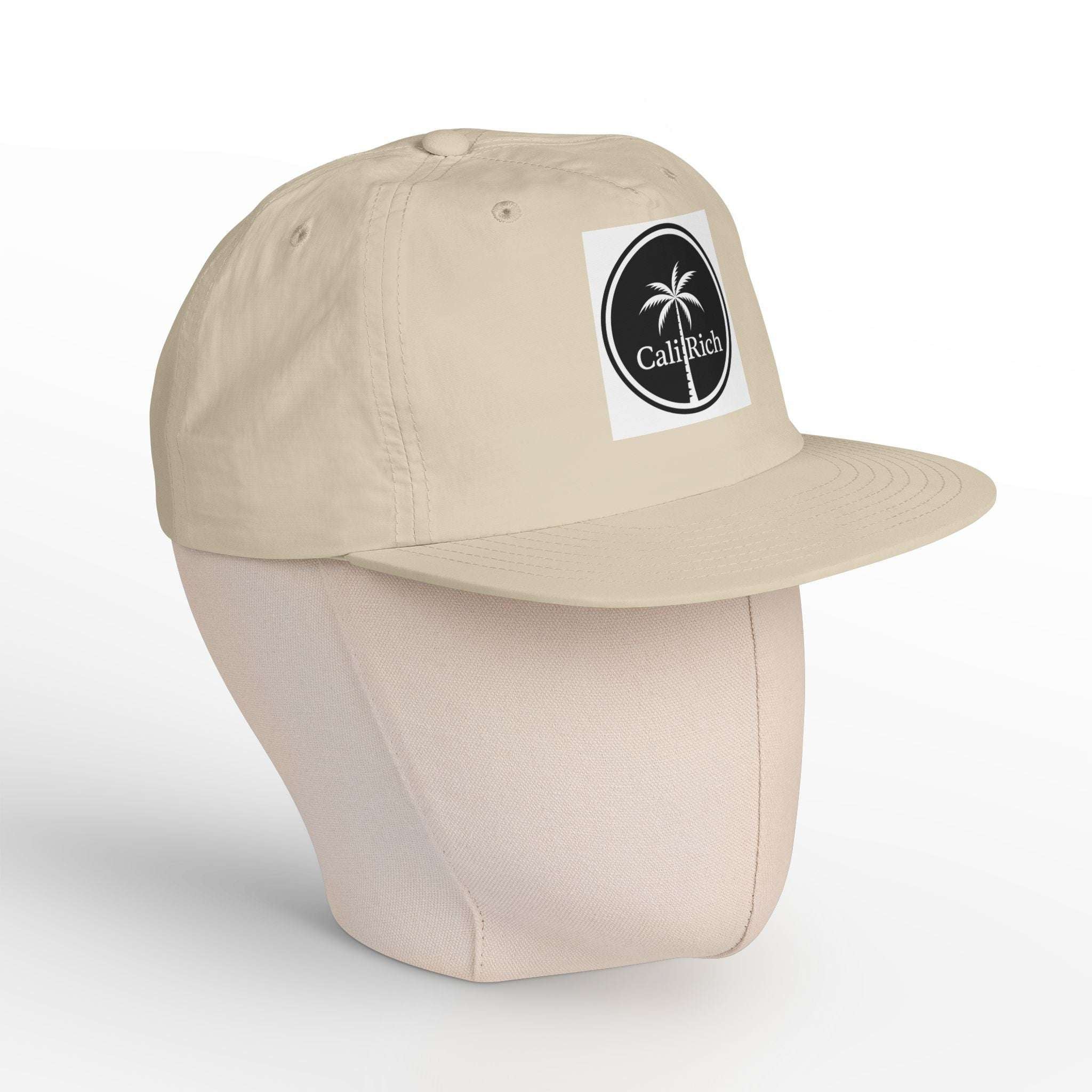 CaliRich Palm Logo Surf Cap — White Snapback Beach Hat