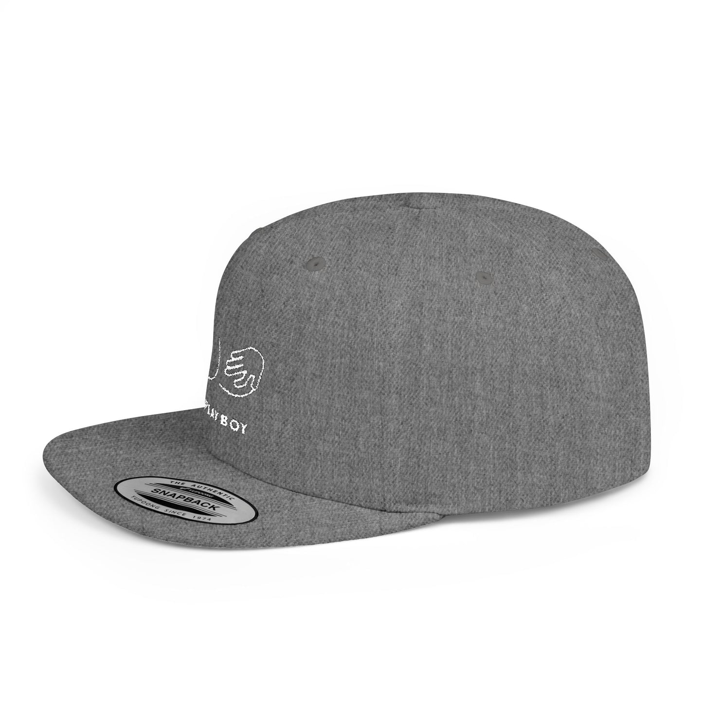 Flat Bill Snapback Hat — Minimal Handshake Logo Embroidered Cap