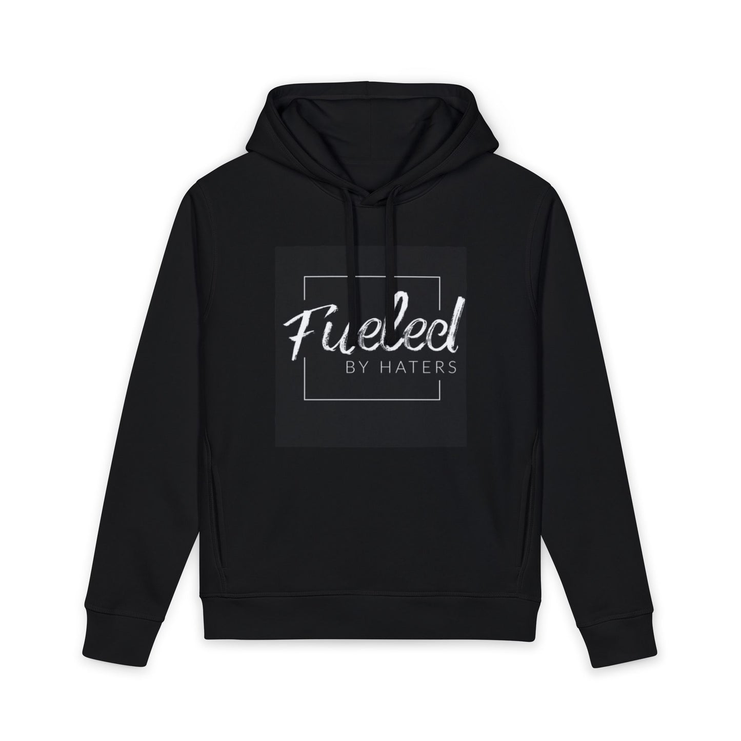 Fueled By Haters Hoodie — Minimal Square Graphic Organic Pullover