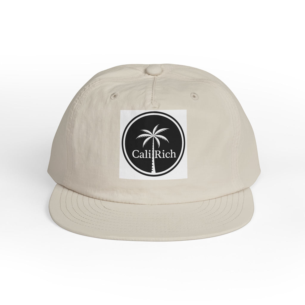CaliRich Palm Logo Surf Cap — White Snapback Beach Hat