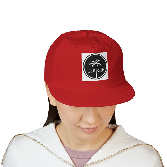 CaliRich Palm Logo Surf Cap — White Snapback Beach Hat