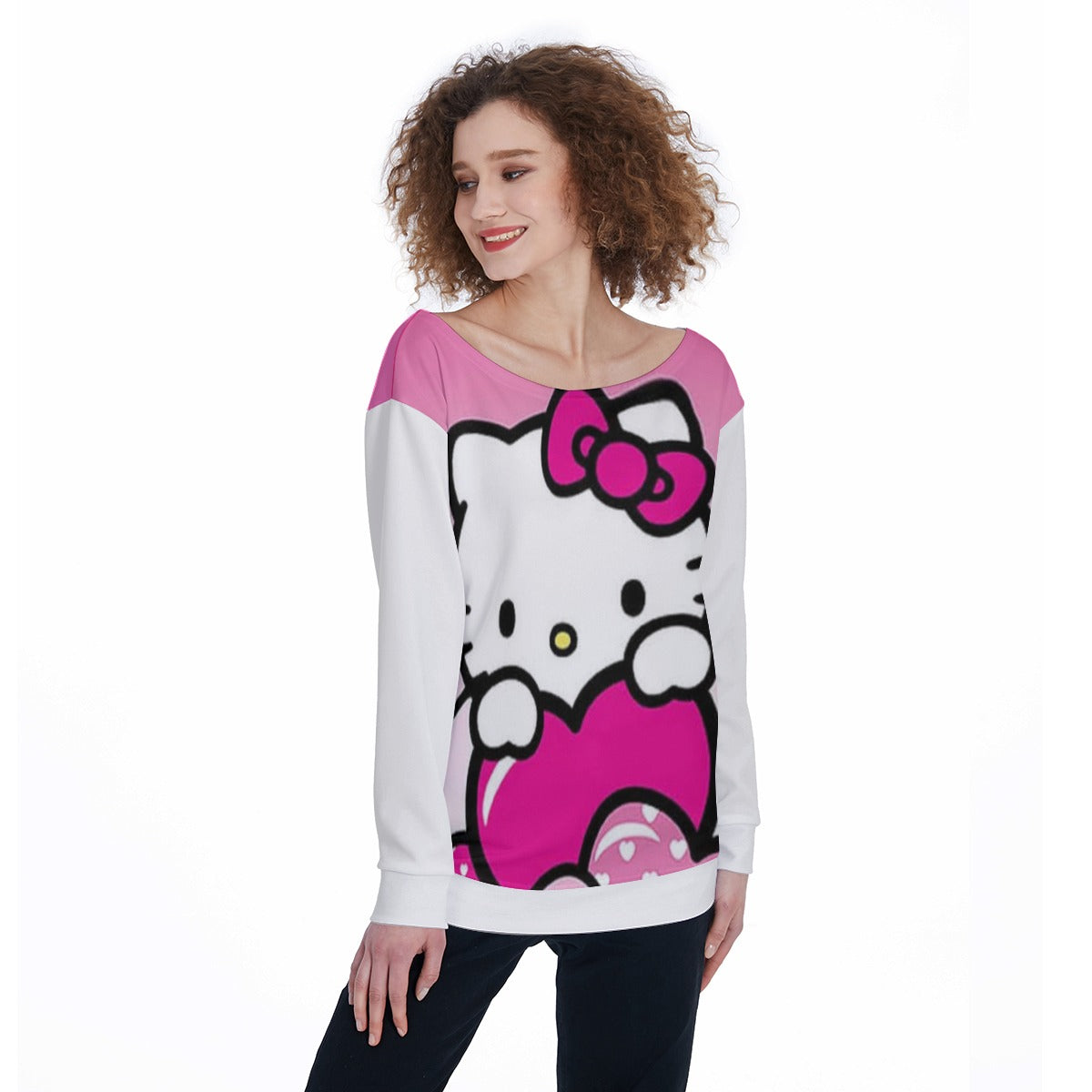 Cali Rich Off-Shoulder Sweatshirt - Bold All-Over Print