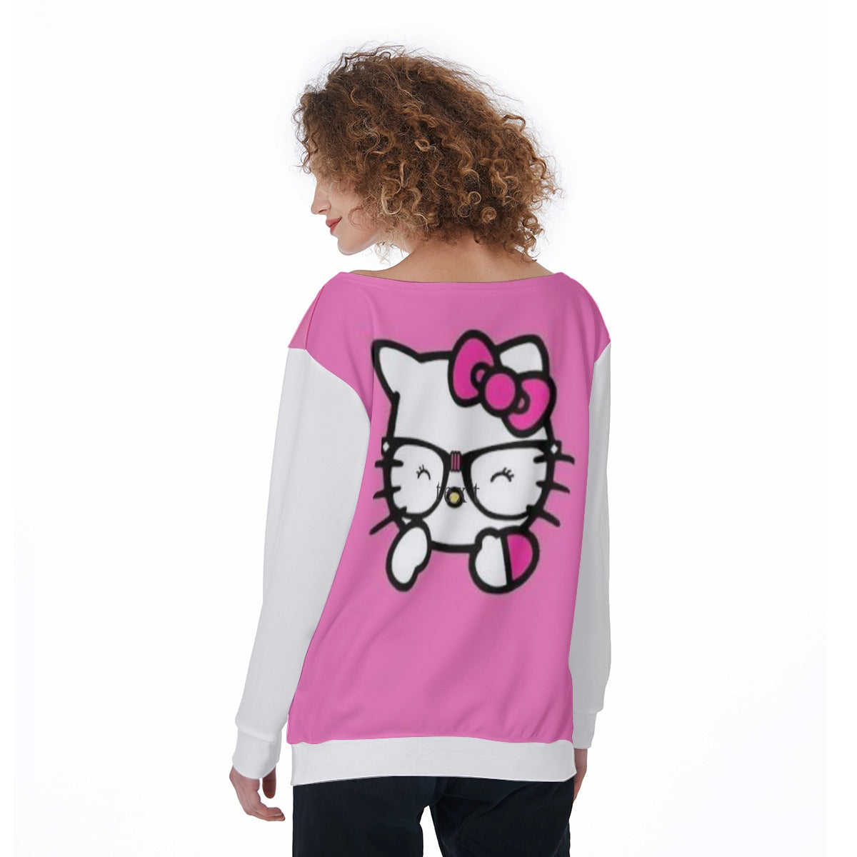 Cali Rich Off-Shoulder Sweatshirt - Bold All-Over Print