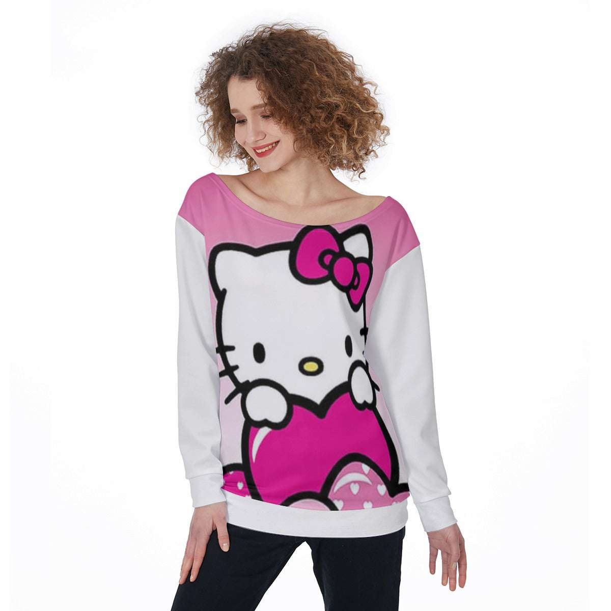 Cali Rich Off-Shoulder Sweatshirt - Bold All-Over Print