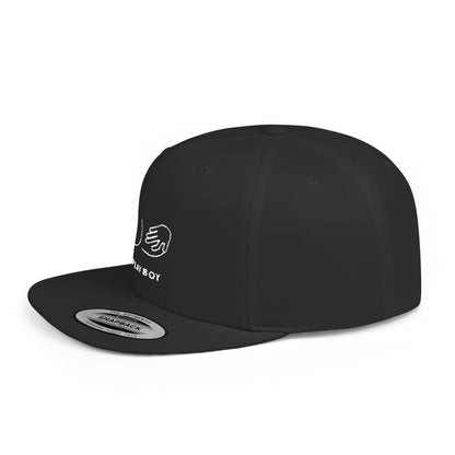 Flat Bill Snapback Hat — Minimal Handshake Logo Embroidered Cap