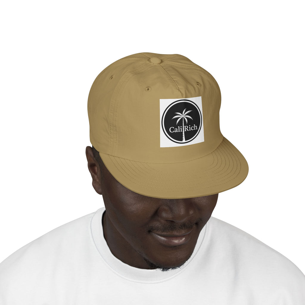 CaliRich Palm Logo Surf Cap — White Snapback Beach Hat